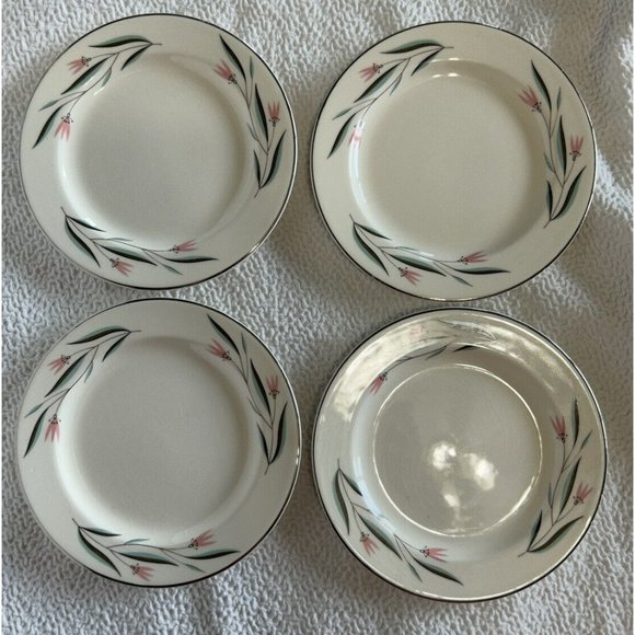 Edwin Knowles Carlton Set Of 4 Dessert/bread Plates 1950s Vintage VGUC - Picture 4 of 12